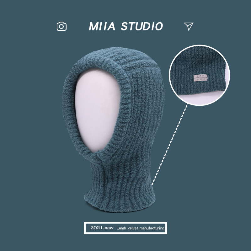 Women's Cold Proof Face Covering Wool Pullover Hat