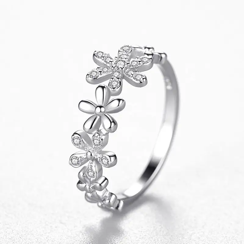 Sterling Silver Ring Female Korean Fashion Light Luxury Micro