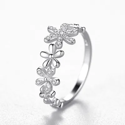 Sterling Silver Ring Female Korean Fashion Light Luxury Micro Diamond Ring