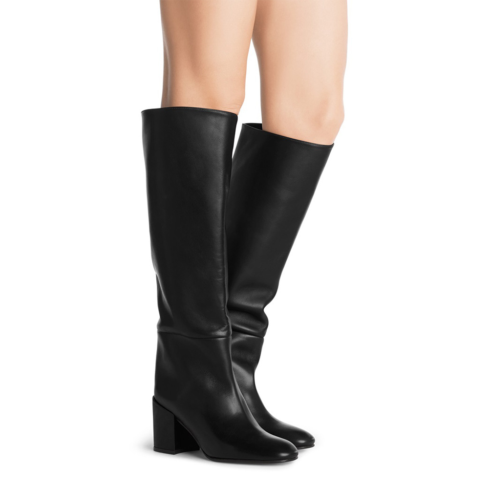 Round Toe Thick Heel One-step Knee-length Boots