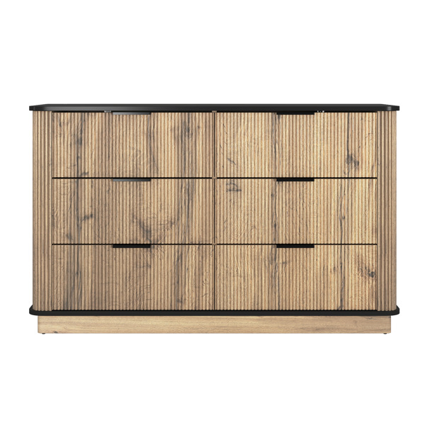 Modern Multi-functional Six-drawer MDF Cabinet,The perfect combination of rounded corners and multifunctional design, with Product Dimensions of 47.2*15.7*29.6 Inches. -36