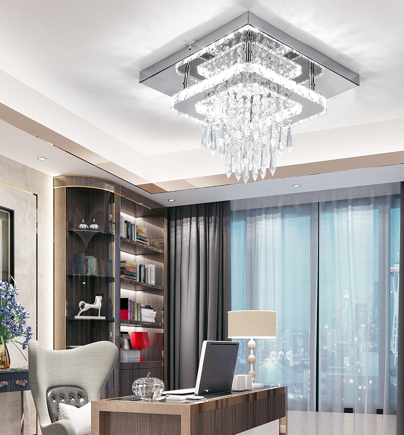 30CM Modern LED Crystal Ceiling Light Square Minimalist Lamp Living Room Bedroom — image 6
