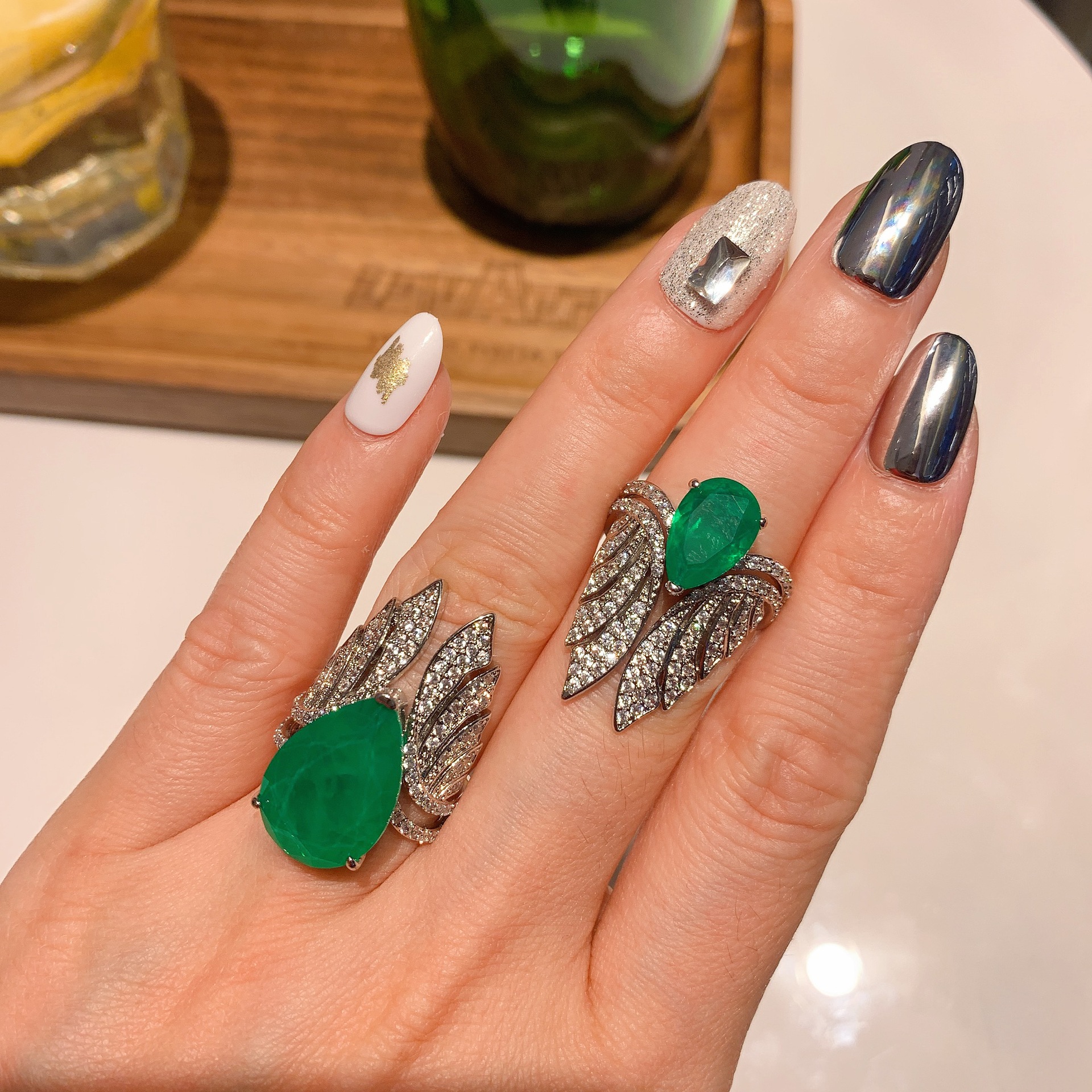 Vintage Simulation Emerald Creative Jewelry Ring