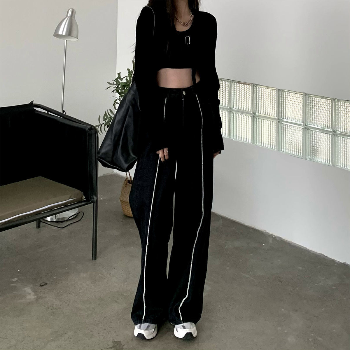 Women's High-waist Design Line Edge Jeans