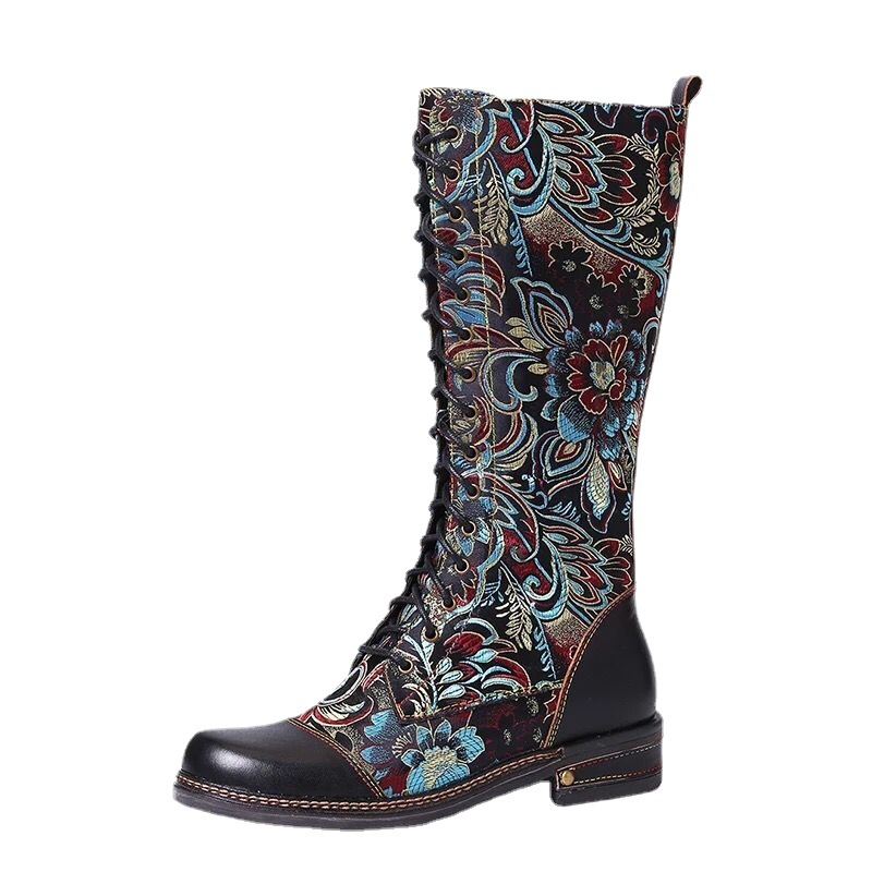 Title 5, Embroidered Flat Bottom Martin Boots