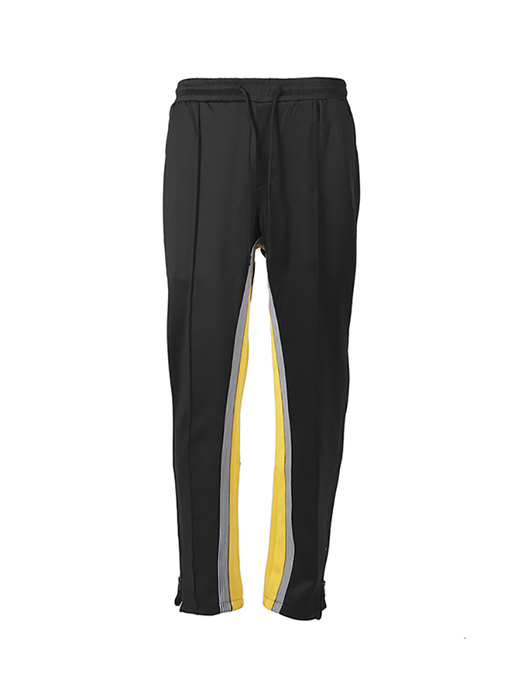 Sweatpants With Inner Striped Straight Leg And Loose Slit