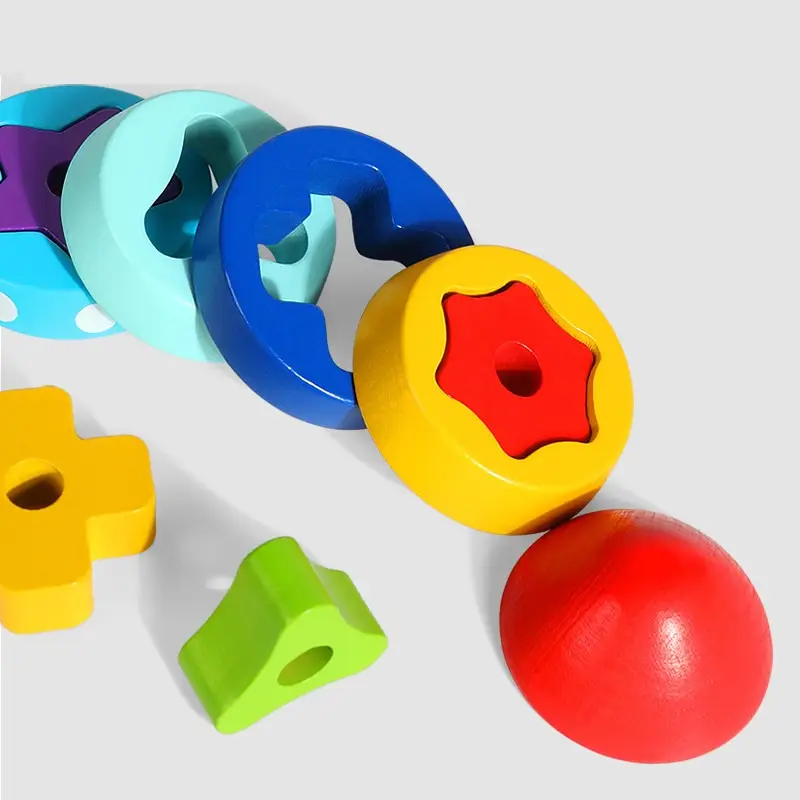 Double-layer Tower Stacking High Educational Rainbow Tower Wooden Toy