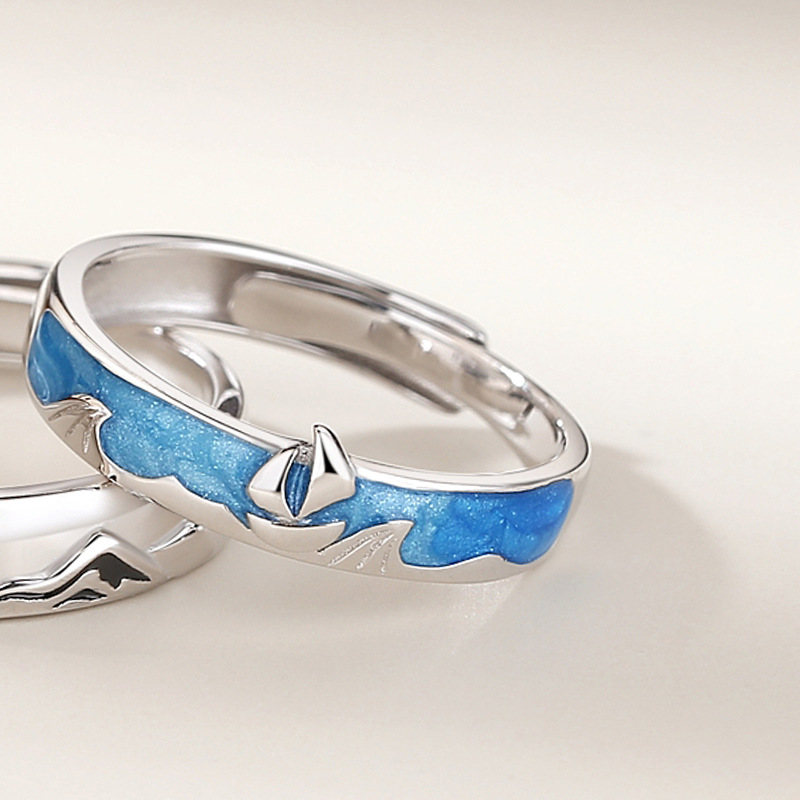 Title 1, Haven Couple Pair Ring Niche Design Wave Ring