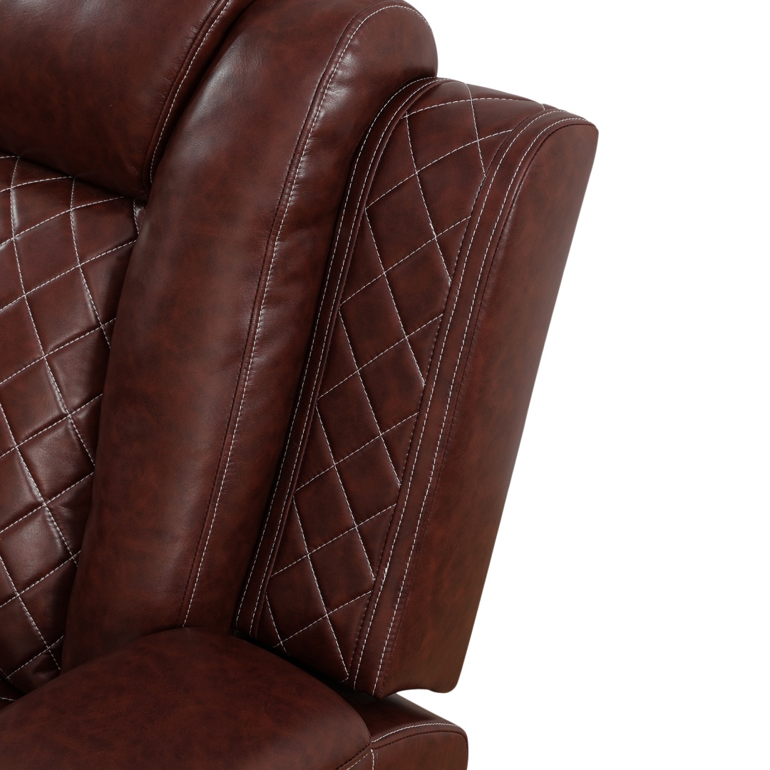 Pickup Only--Red Breathing Leather 3-Piece Living Room Recliner Sofa Set