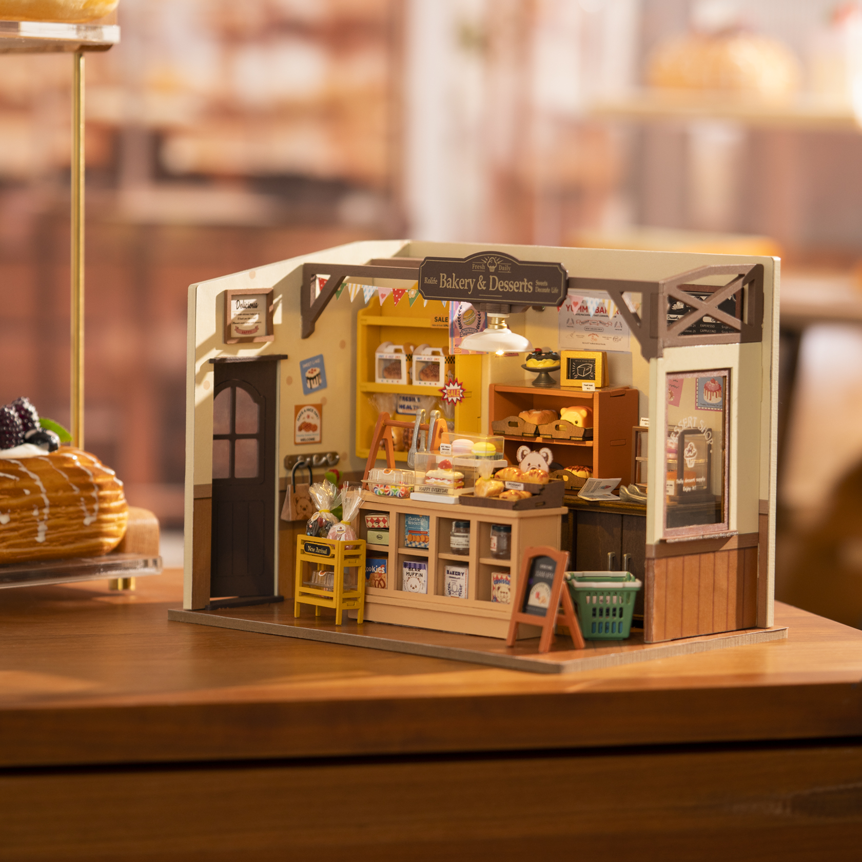 A miniature wooden toy of Becka's Baking House by Rolife, designed for kids. Model DG161.