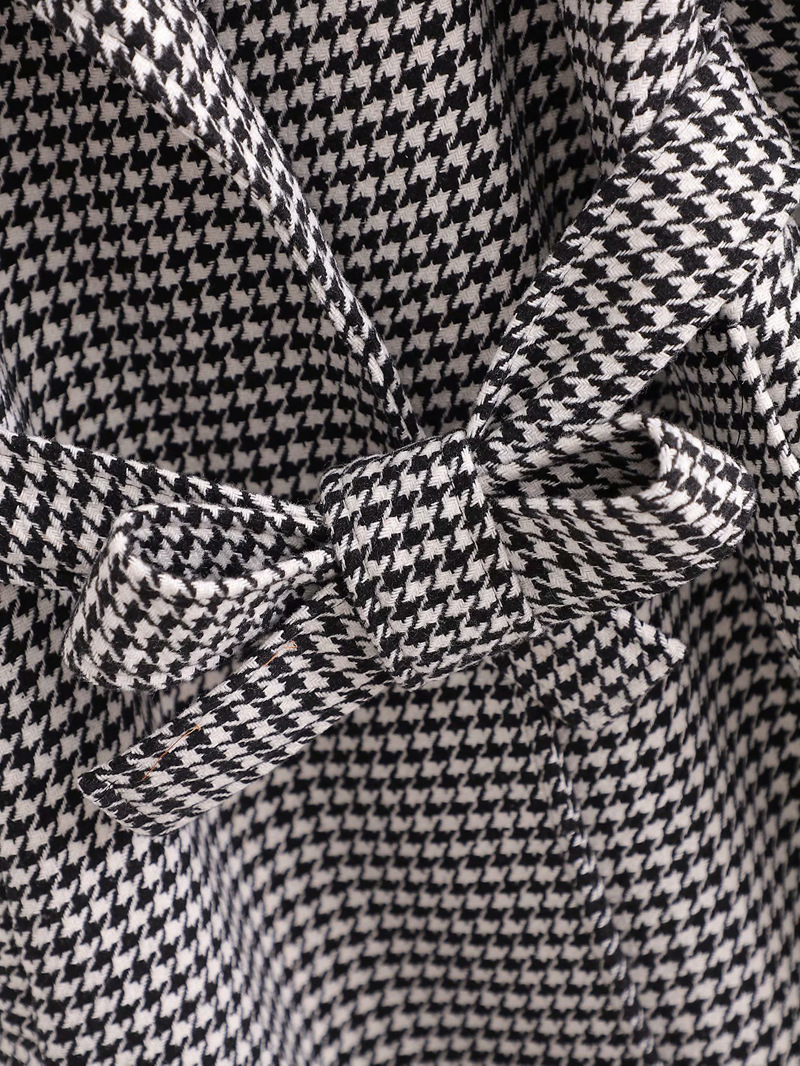 Women's Commuter Suit Collar Houndstooth Woolen Coat