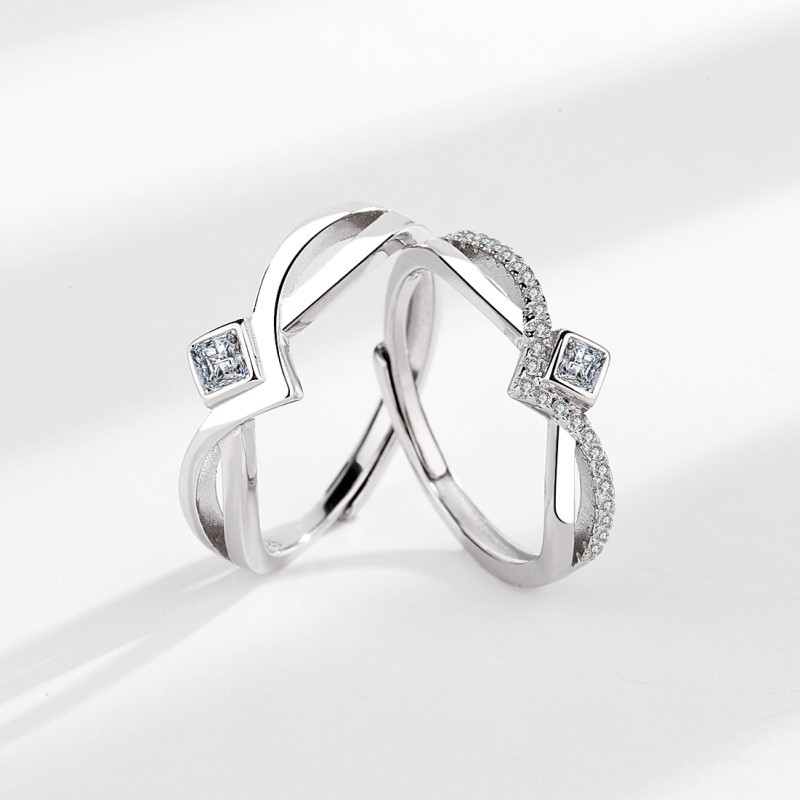 Sterling Silver Crown Couple Ring