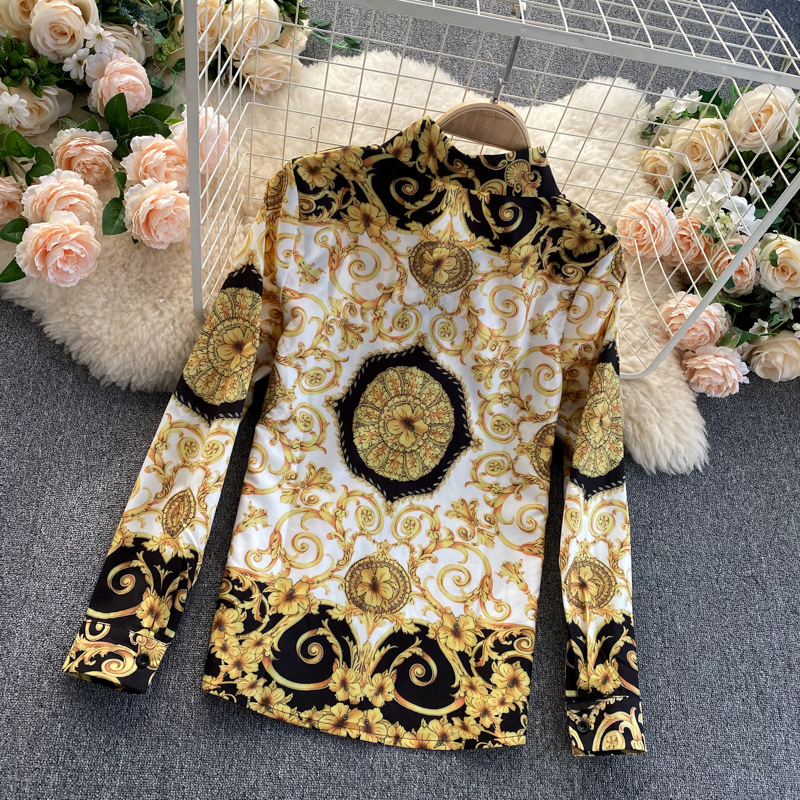 Bohemian Style Lapel Long Sleeve Loose Shirt