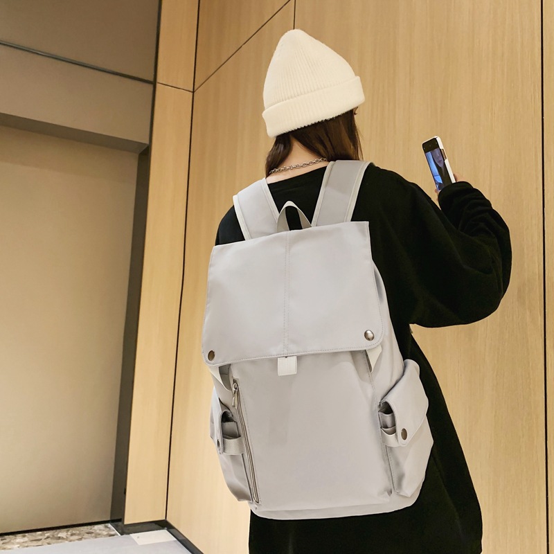 Solid Color Computer Backpack For Men's College Style