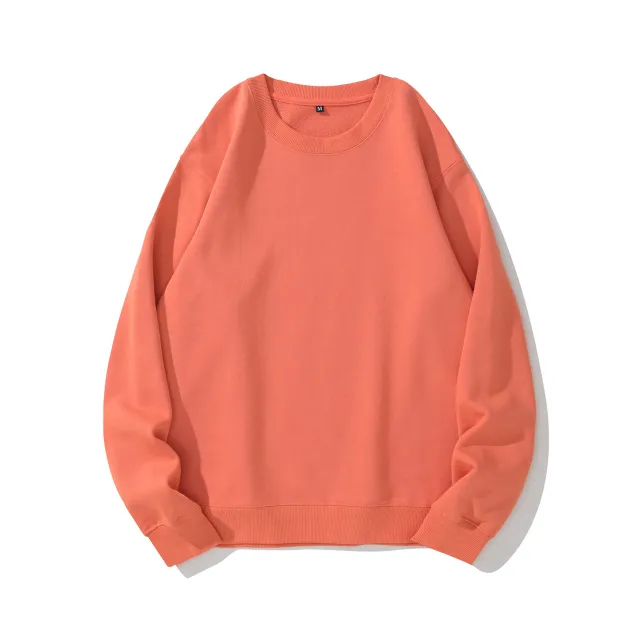 Heavyweight Round Neck Sweater Thickened Terry Solid Color Couple Yang Orange - Shop at LoveMi