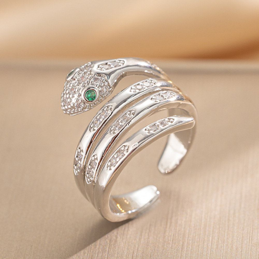 Zircon Snake Shaped Multi-layer Niche Temperament Ring