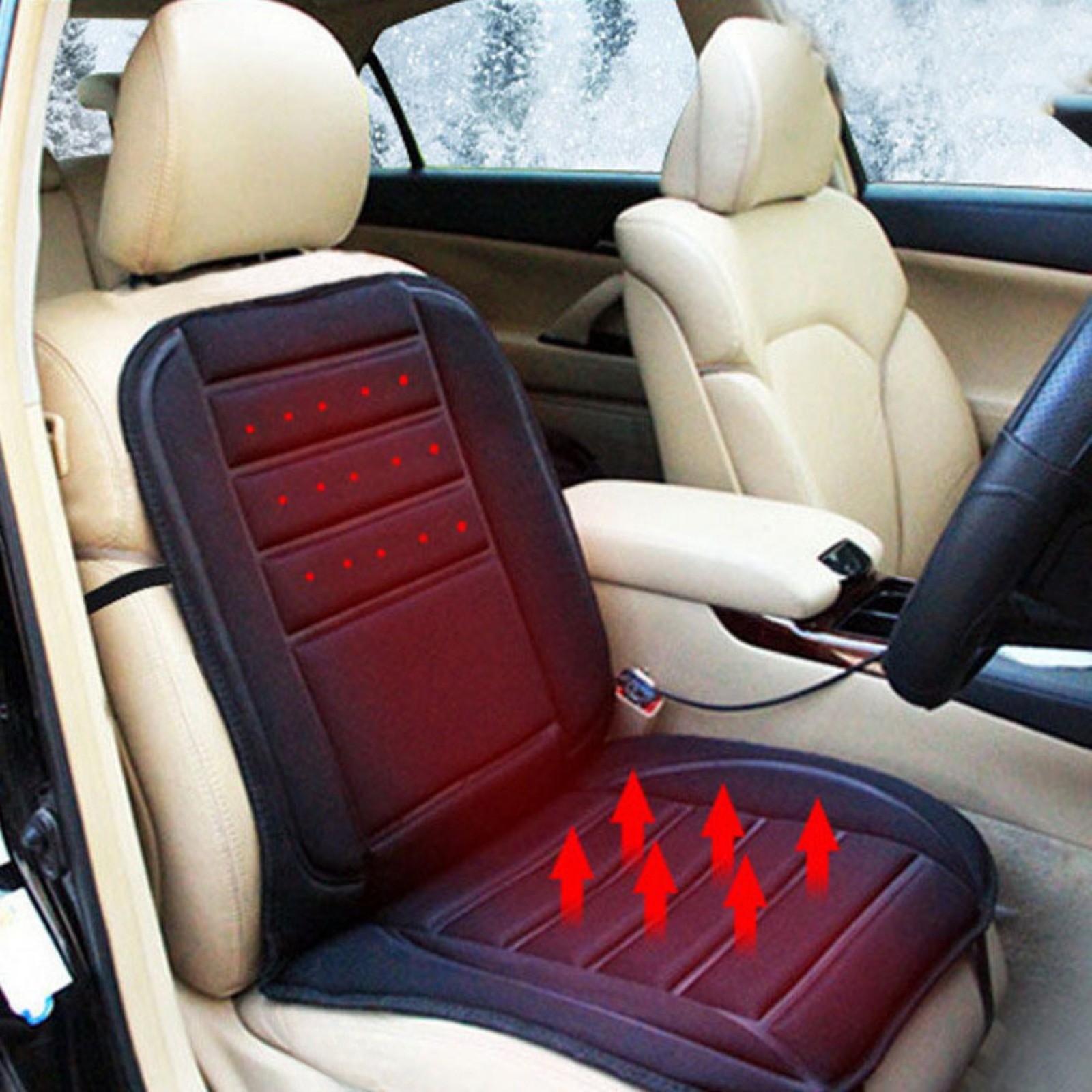 12V Car Seat Pad Cushion Cover Heating Heater Heated Cold Winter Warm Universal — image 3