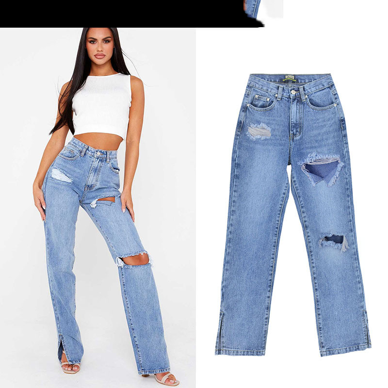 Title 4, Pantalon en jean taille haute pour femme, coupe...