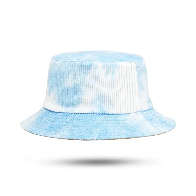 Tie dyed Double sided Corduroy Fisherman Hat Light Blue Beige - Shop at LoveMi