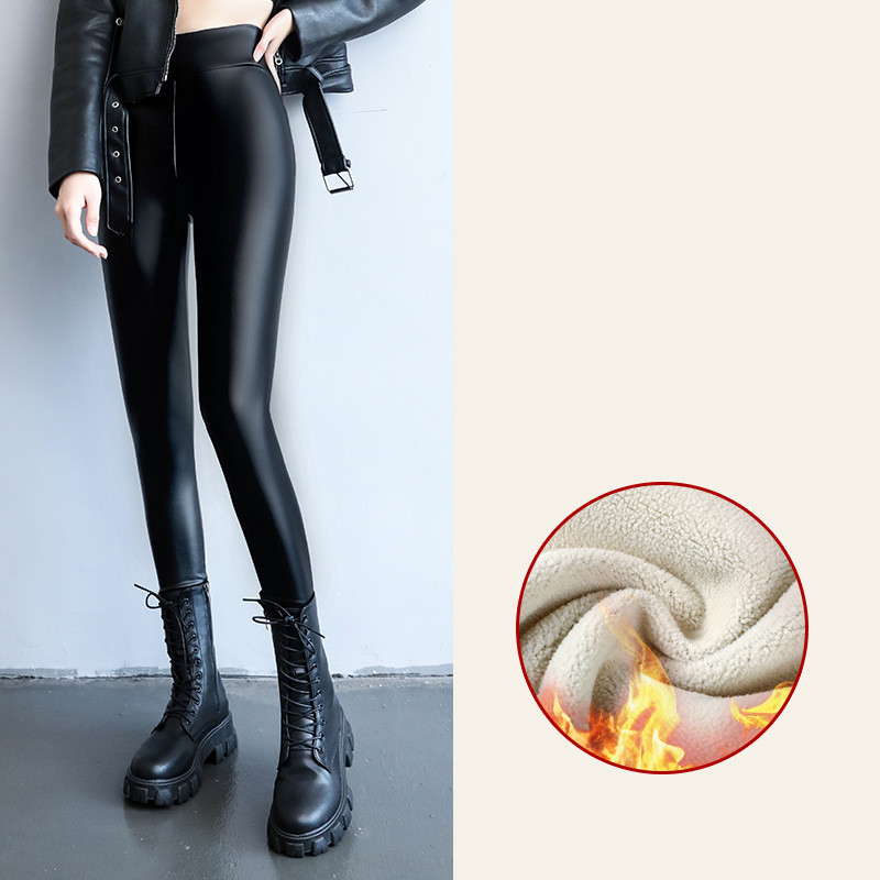 Cashmere Leather Trousers For Women To Wear Matte Leather Thickened Xl - Shop at LoveMi