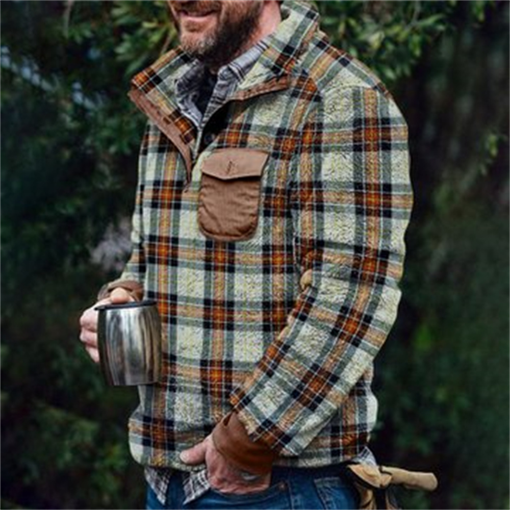 Autumn And Winter Casual Button Pocket Flannel Plush Men's Sweater