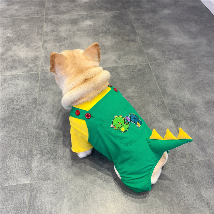Pet Dog Suspenders French Dinosaur Clothes image 3