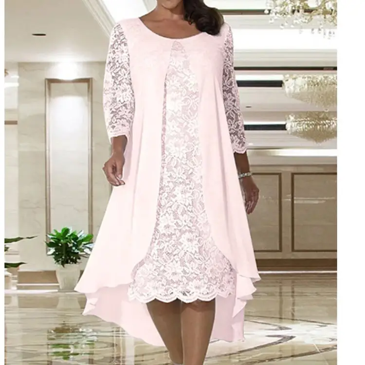 Women's Lace Long Sleeve Dress Chiffon