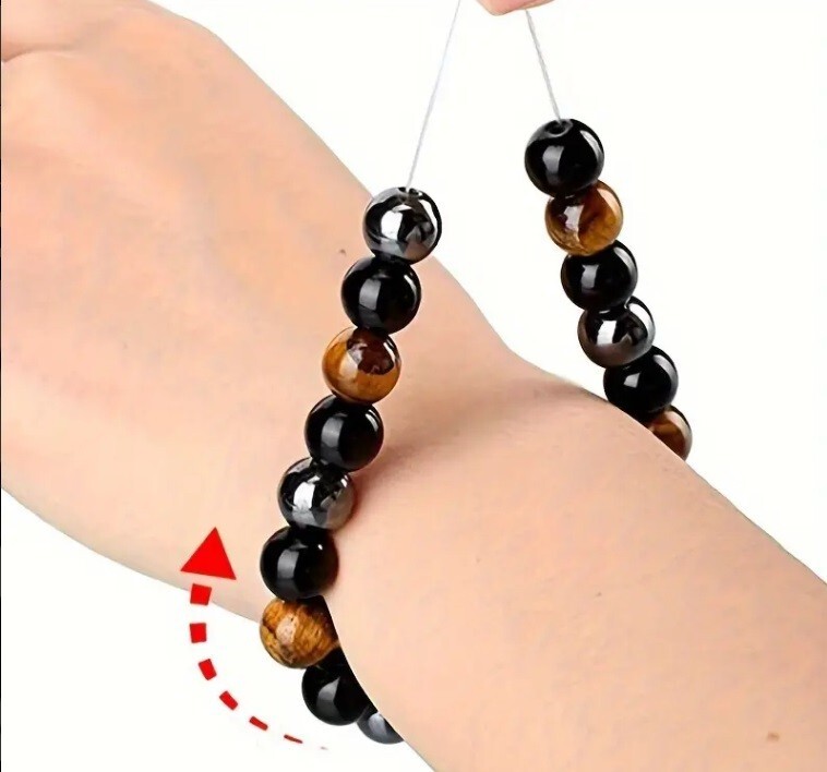 Triple Protection Bracelet, 2 Pieces Black Obsidian Tiger's Eye Stone Hematite — image 12