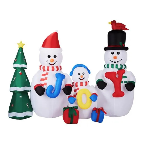 8FT Lighted Christmas Inflatable Decoration, Inflatable Snowman Family With JOY And Xmas Tree, Funny Blow… image 5