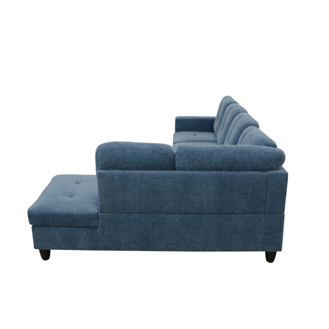 Pickup Only--Blue Flannel 3-Piece Couch Living Room Sofa Set