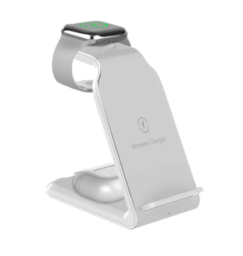 Vertical Three-in-one Wireless Charger 15W Fast Charge Dual-coil Desktop Stand Wireless Charger – image 7