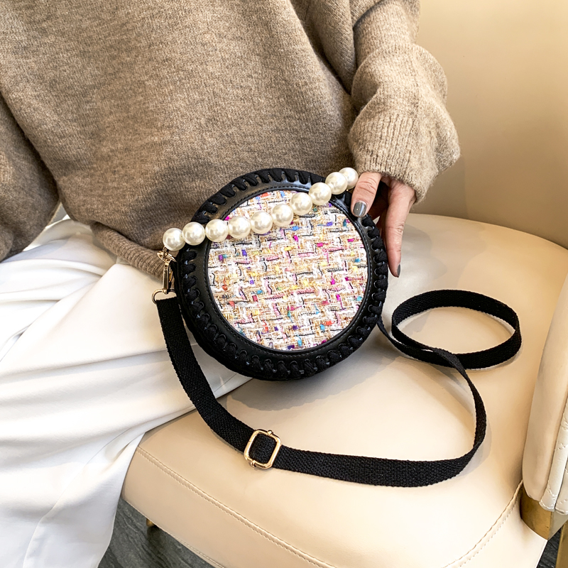 Round Messenger Bag Diy Woven Material Cloth Thread Handmade Material Package Bright Color - Shop at LoveMi