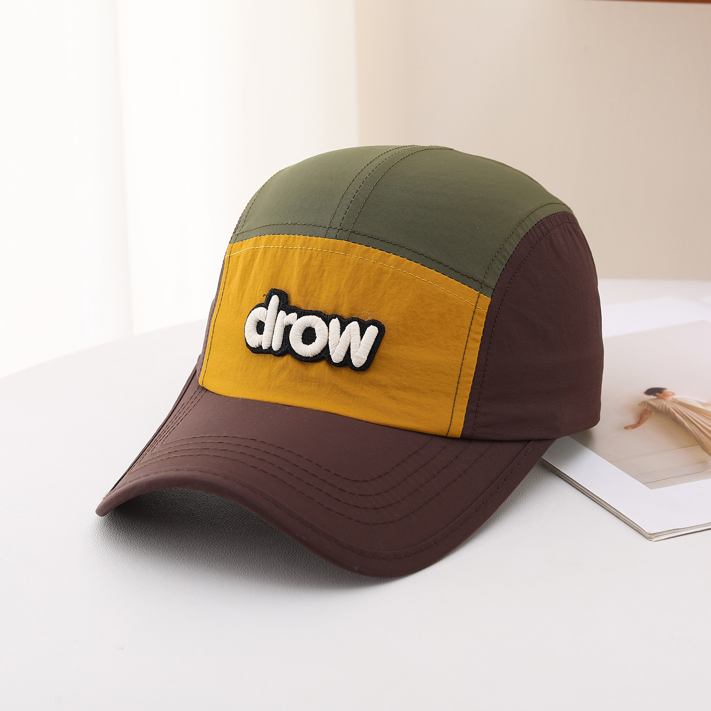 Color-matched Patchwork Embroidered English Letters Quick-drying Simple Casual Style Peaked Cap For Outdoor Sports And Travel