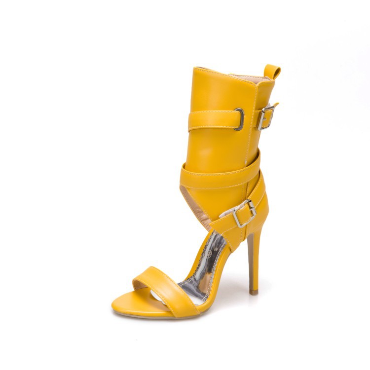 High Top Sandals Women's Nightclub Fashion High Heels Yellow - Shop at LoveMi