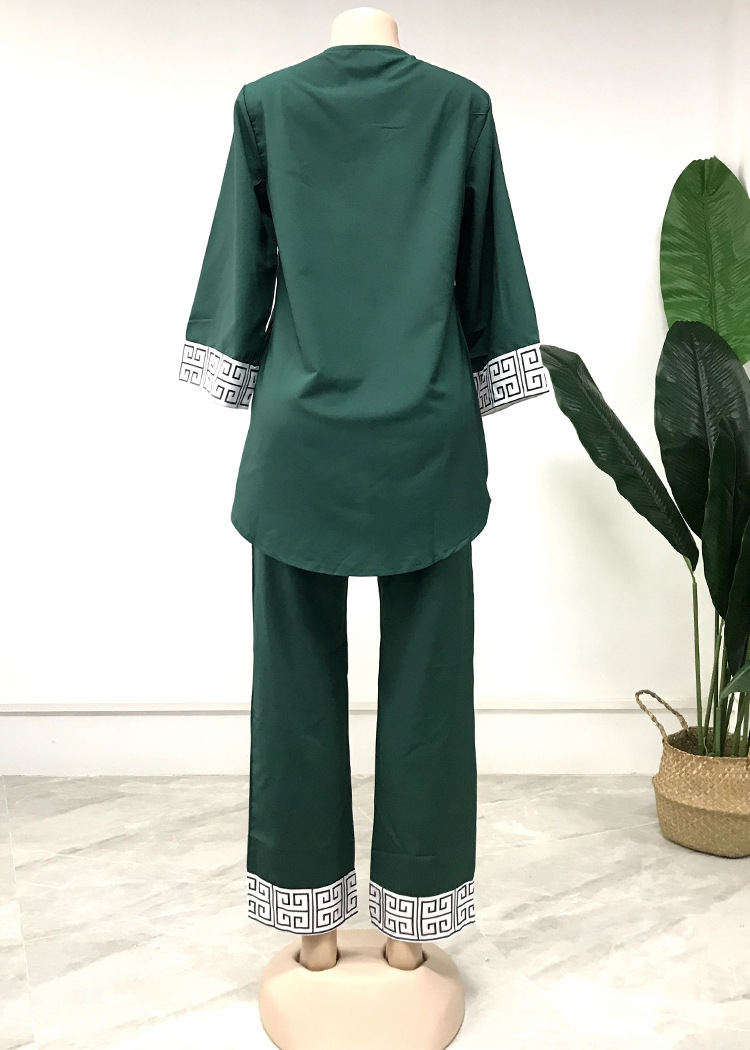 African Plus Size Print Women's Two Piece Set