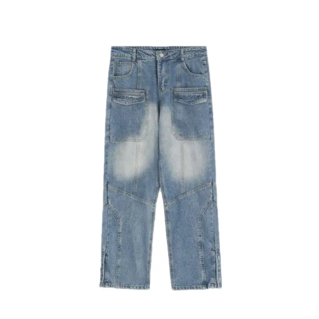 American Retro Multi Pocket Overalls Jeans For Women Blue - Shop at LoveMi