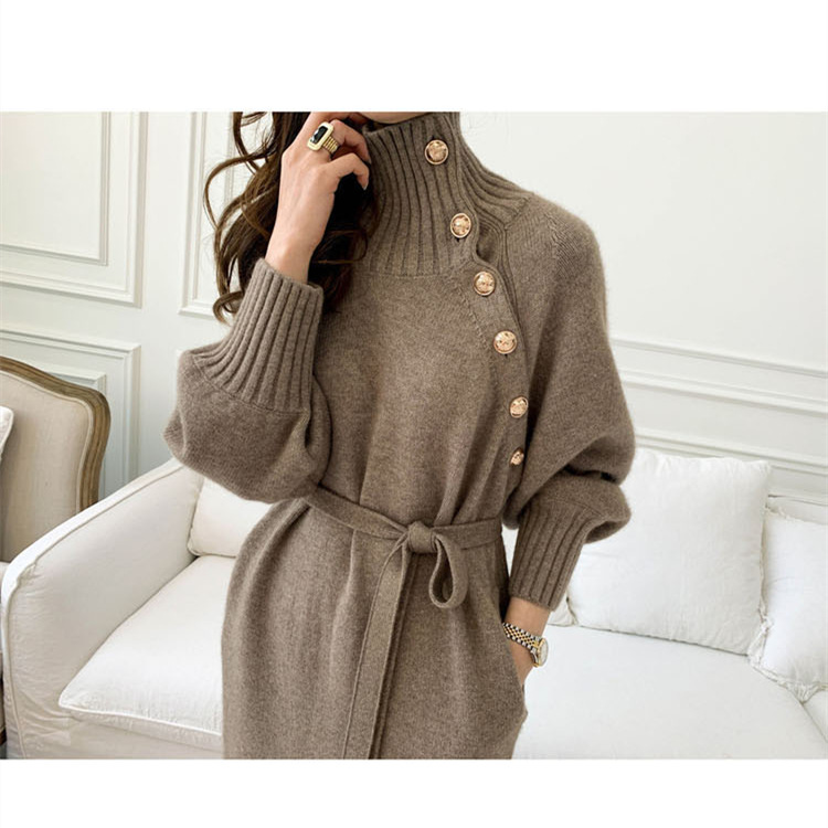 Ladies Knitted Super Long Lace Warm Dress - Image 1