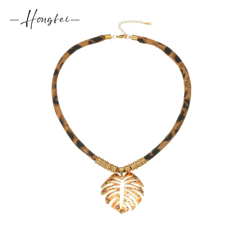 18K Gold Plated Stainless Steel Leopard Print Pendant Necklace For Women