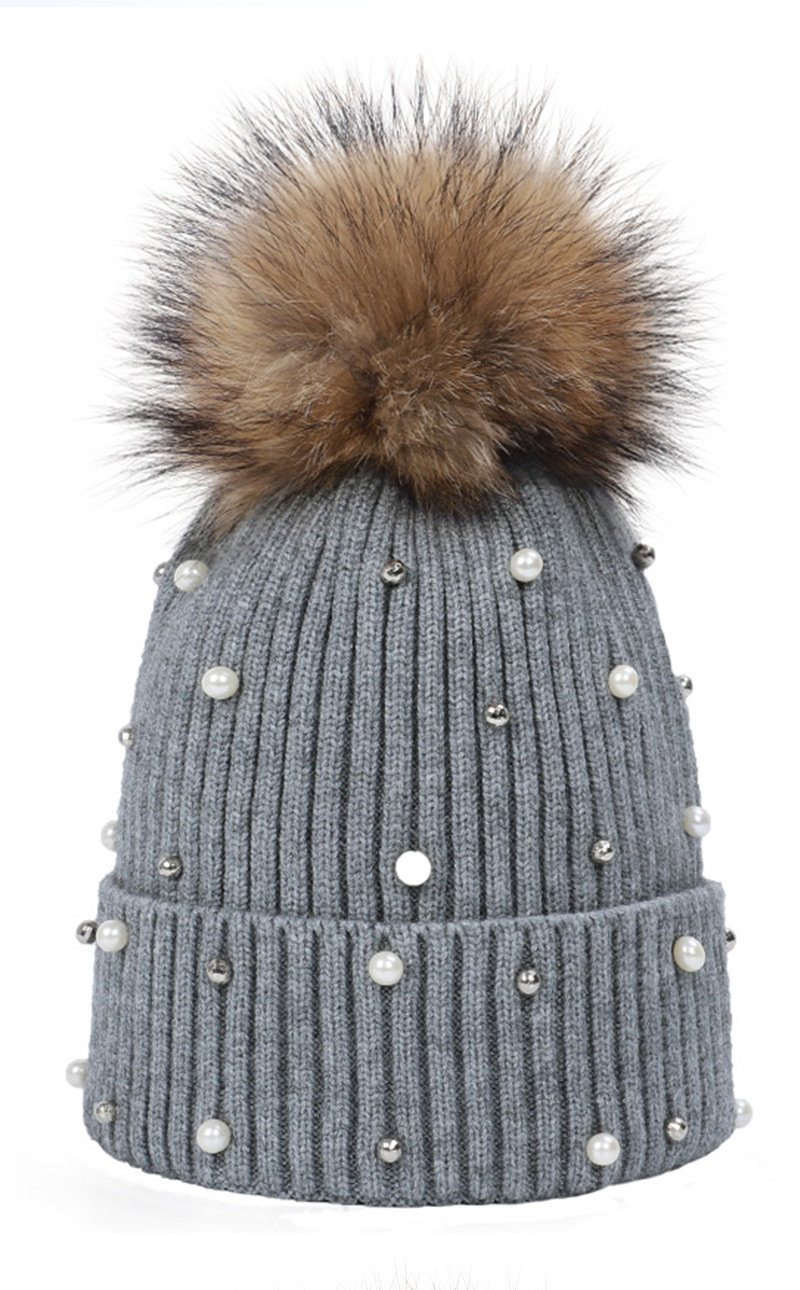 Title 4, Pearl point drill raccoon fur ball hat