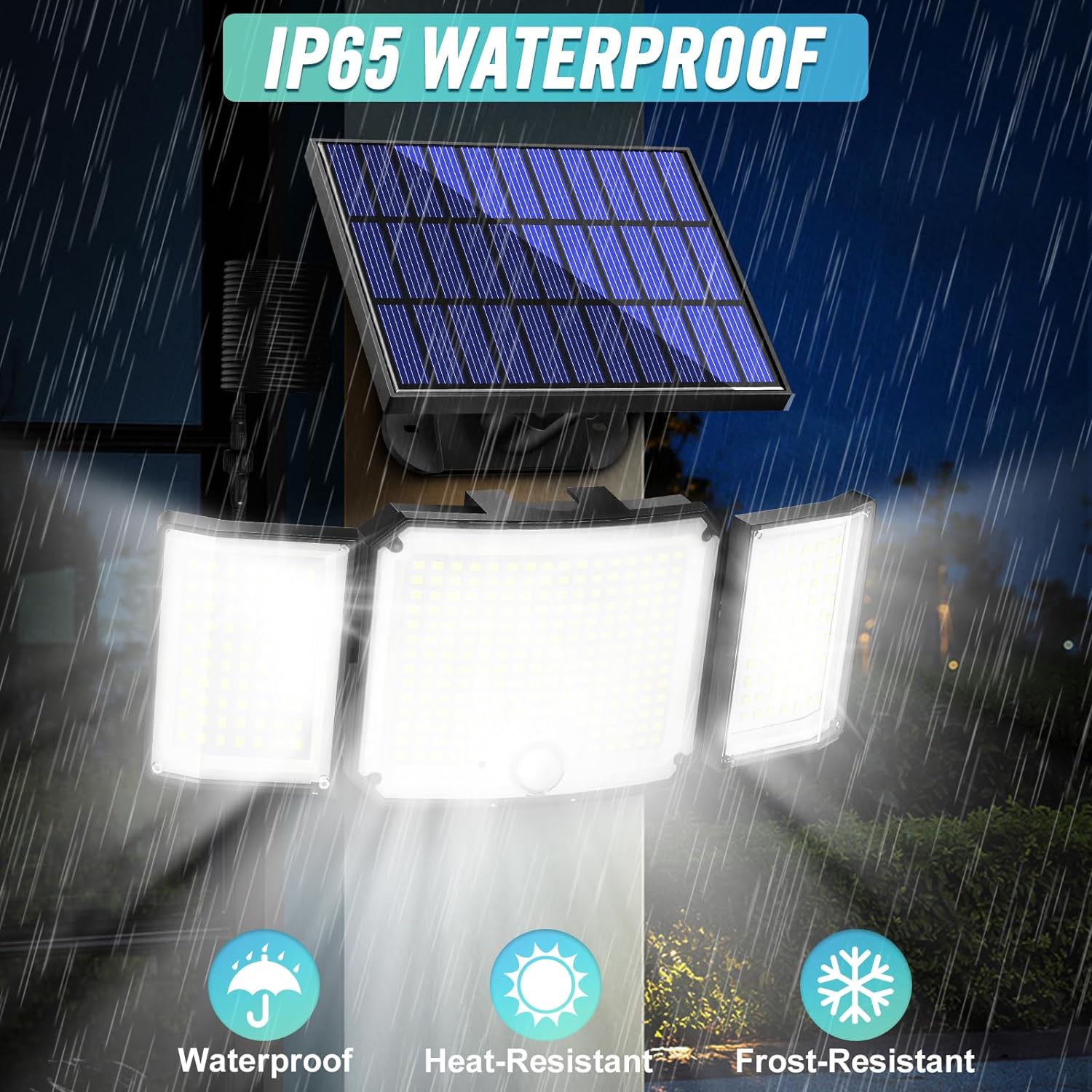 1,2 Pack Solar Lights Outdoor 348 LED Motion Sensor Lights With Remote Control  3 Head Waterproof — foto 22