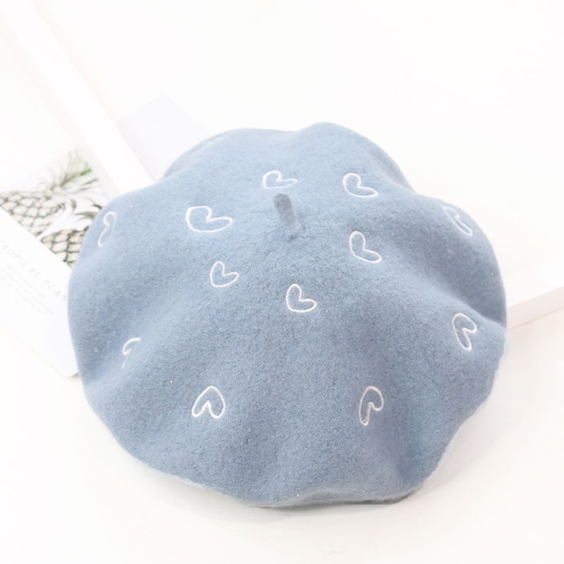 Heart Embroidered Baby Blue