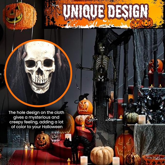 48 X 240 Inch Halloween Creepy Cloth, Black Spooky Cheesecloth Tapestry For Yard, Wall, Party, Home And Haunted House Decor