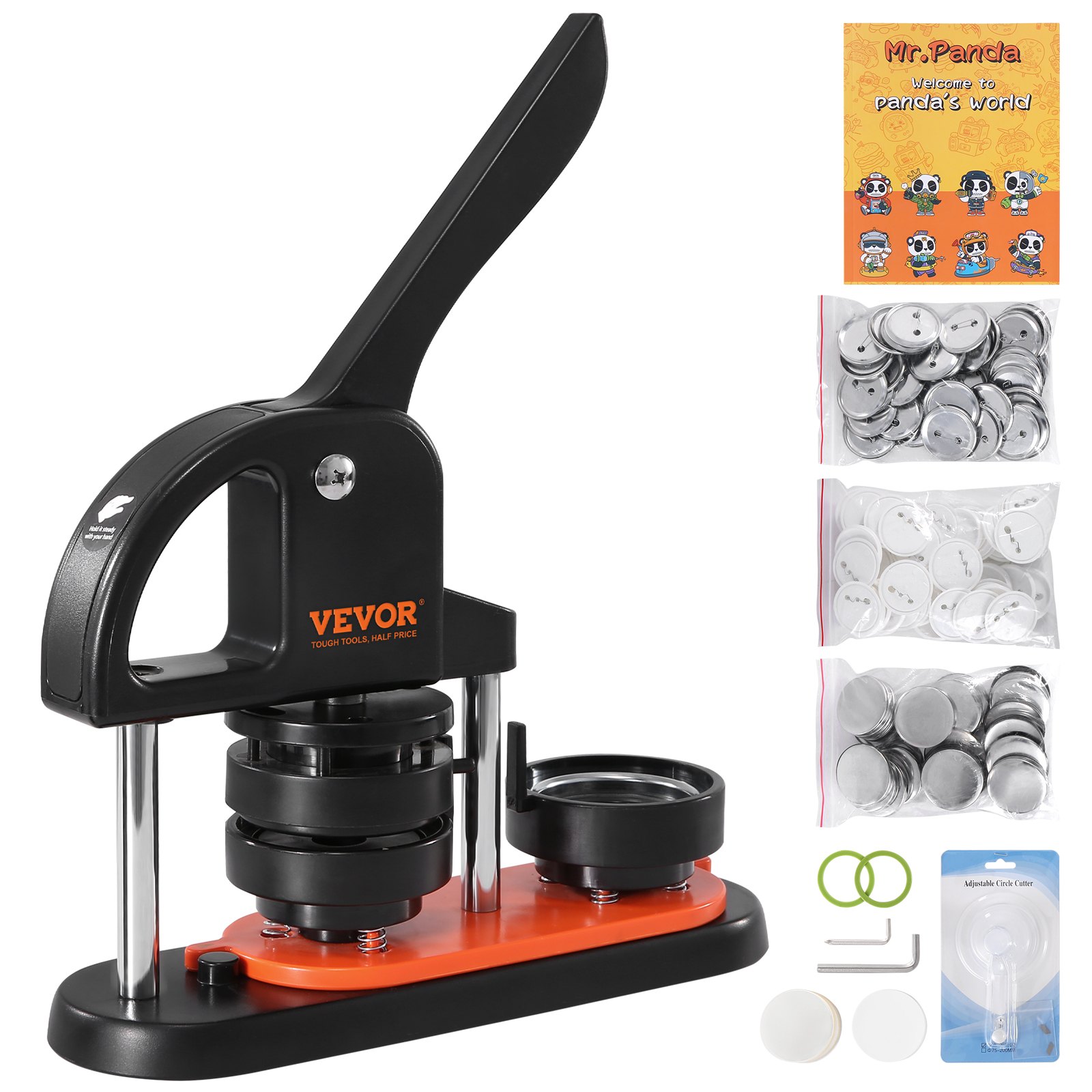 VEVOR Button Maker Kit – 2.28" Pin Press Machine with 100 Parts & Magic Book | D