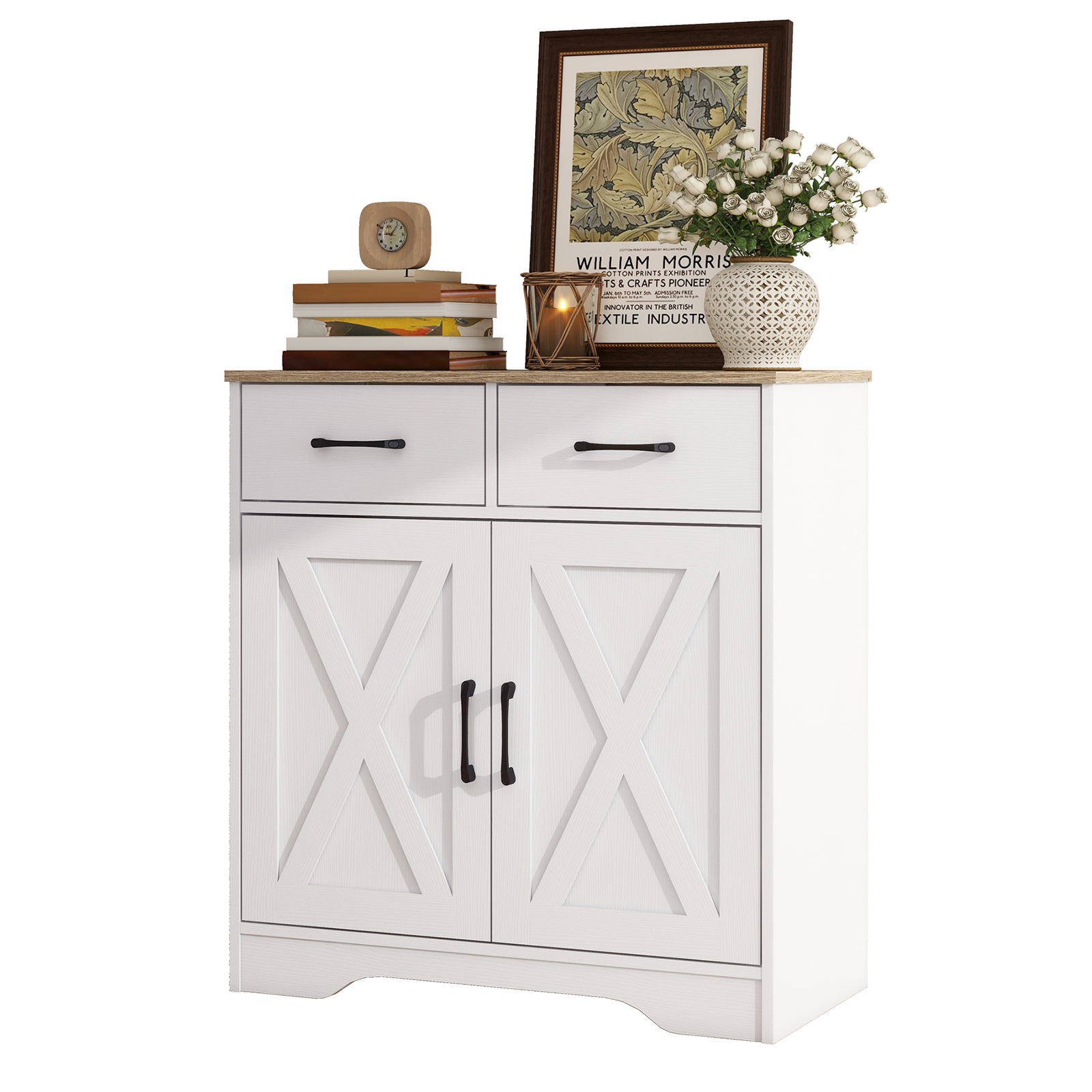 Wooden Storage Cabinet Rustic Organizer For Living Room Kitchen Free-Standing 2 — image 5