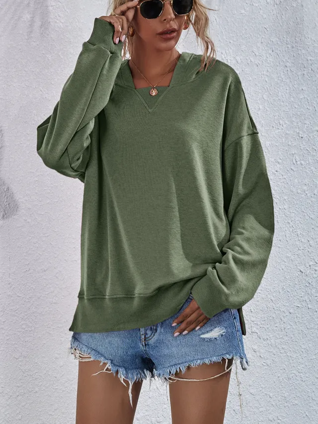 Women's Hoodie Sweatshirt Sports Casual Candy Color Long Sleeve Tops Clothes Green - Shop at LoveMi