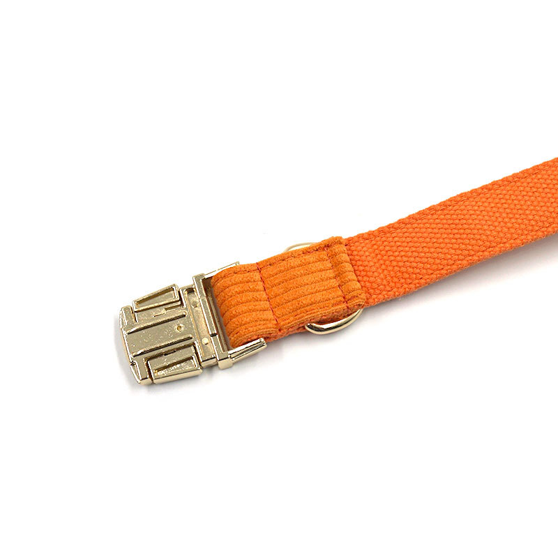 Pet Collar Metal Buckle Soft Corduroy Thick Striped Dog