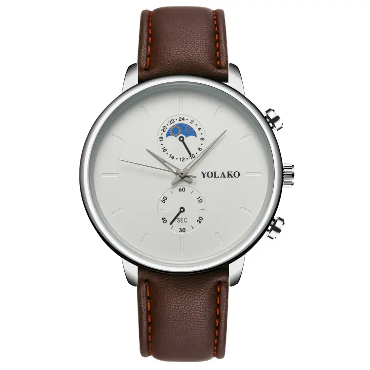 Leather Belt Two Eye Ultra-thin Quartz Men's