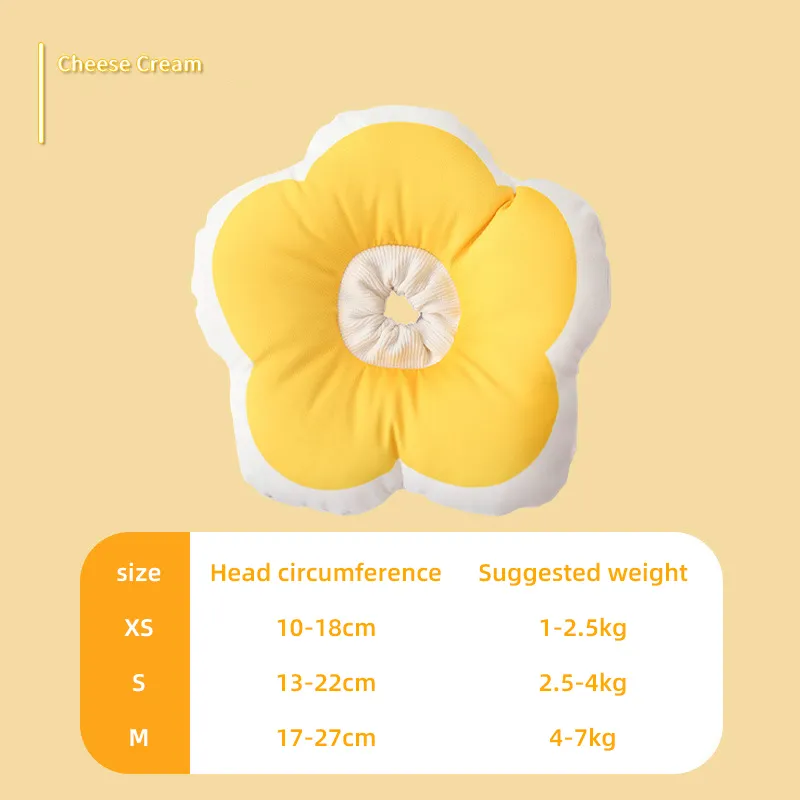 Cat Flower Cotton Neck Pet Collar Adjustable Anti-Bite Surgery Cute Solar Flower Neck Cone Beauty Head Cover - Yellow