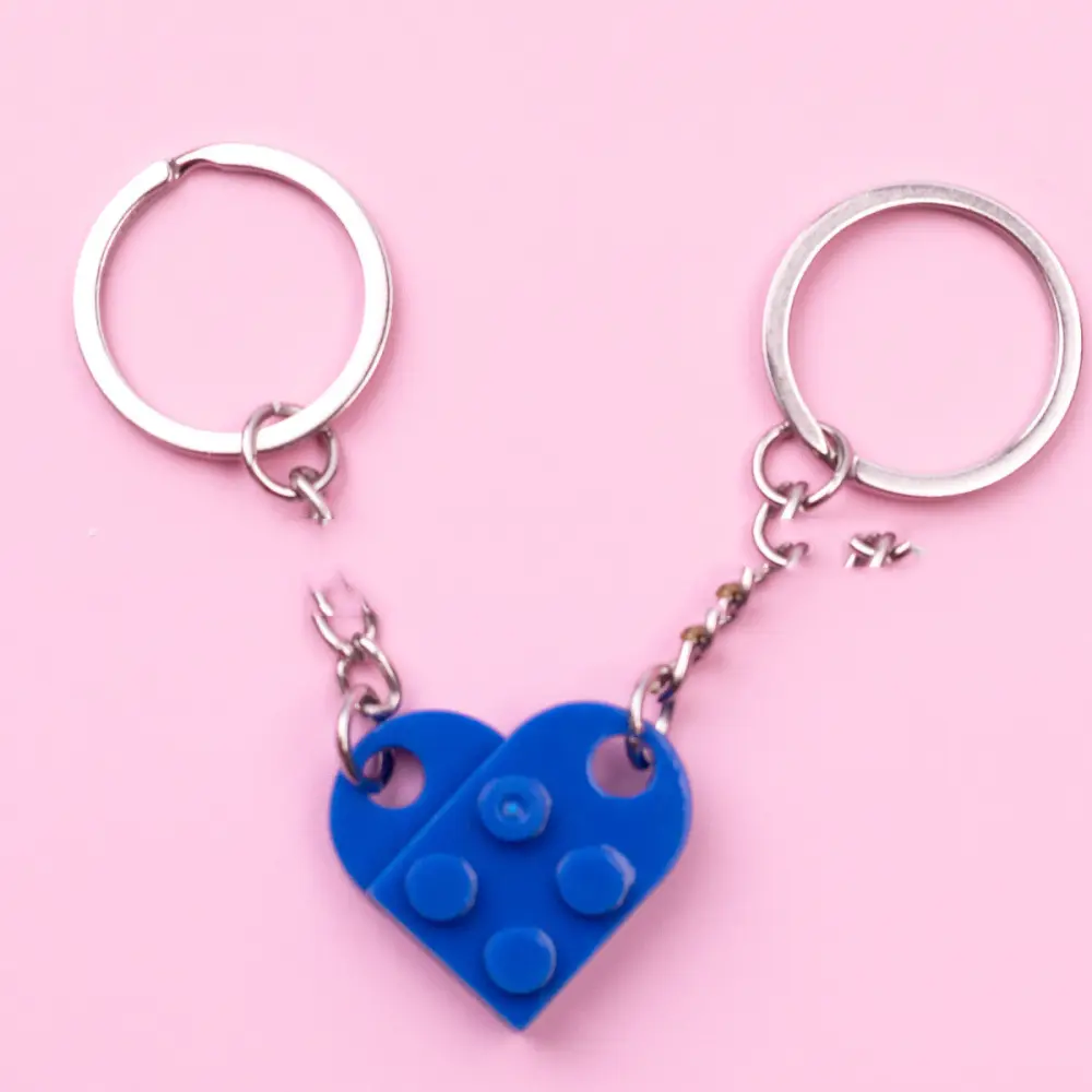 New Heart Key Chain Valentines Day Gift Blocks Can