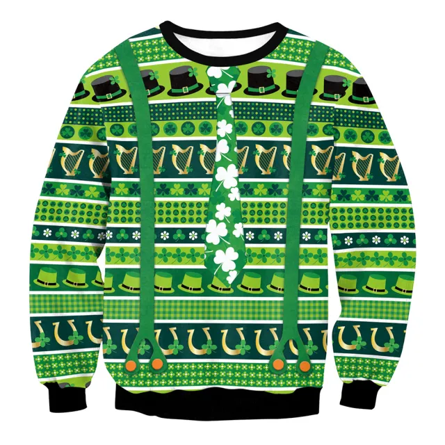 St. Patrick's Day 3D Printed Round Neck Jacket Long Sleeved Sweater Wys1191 Xl - Shop at LoveMi